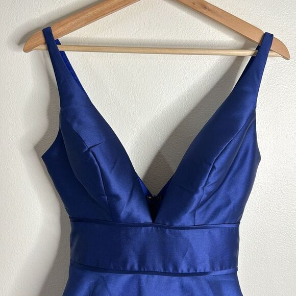 IEENA for MAC DUGGAL 55010 Women Midnight Navy Plunging Sweetheart Ball-Gown 2 - Picture 5 of 11